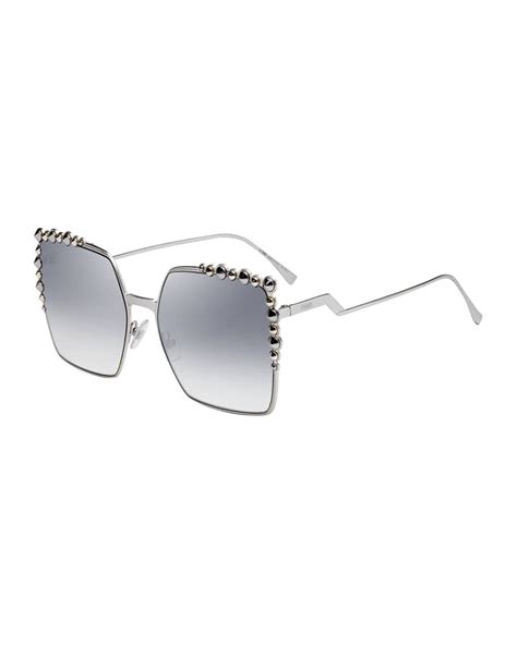 fendi can eye studded oversized square sunglasses|fendi oversized 56mm sunglasses.